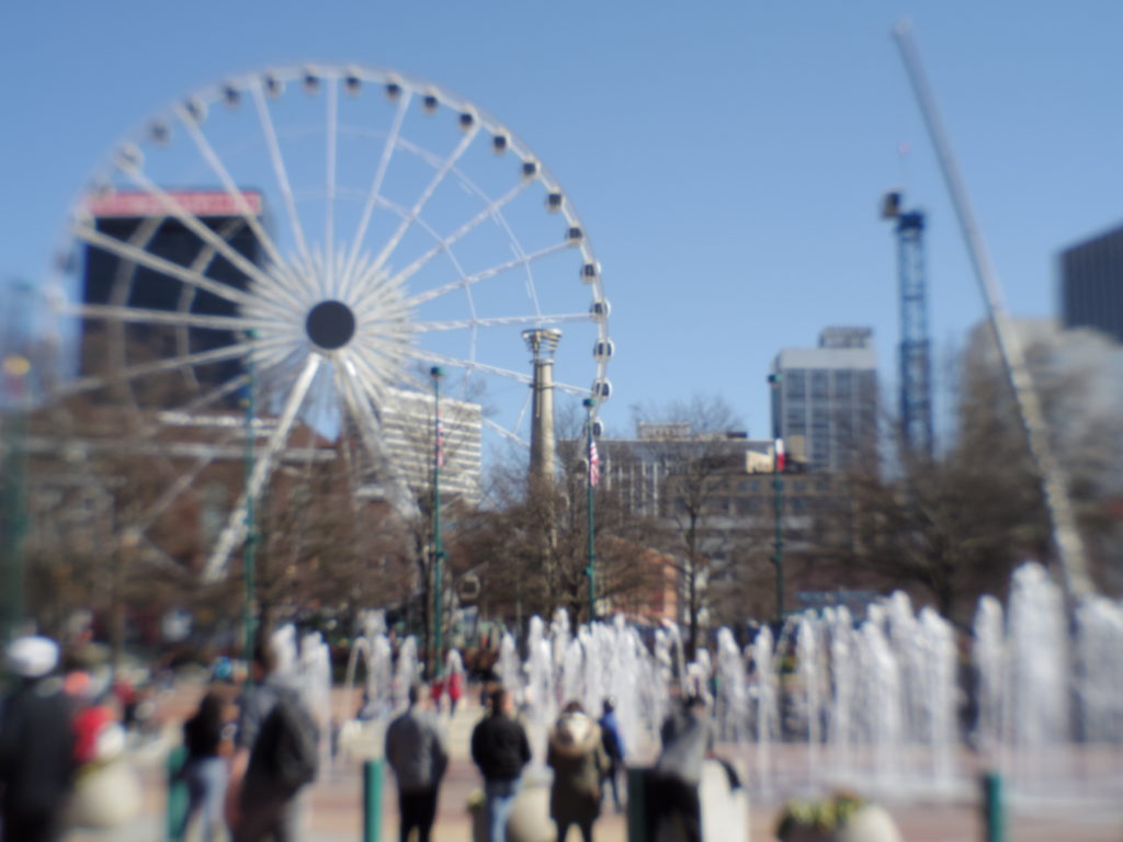 centennial olympic park atlanta georgia fountain and ferris wheel skyview atlanta